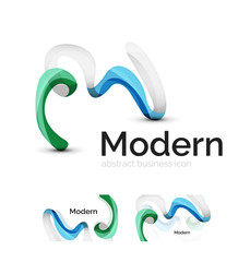 Vector abstract ribbon logo with business card identity design