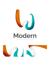 Abstract 3d swirl ribbon logo template with business card corporate identity design