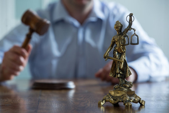 judge hand with gavel, Law concept
