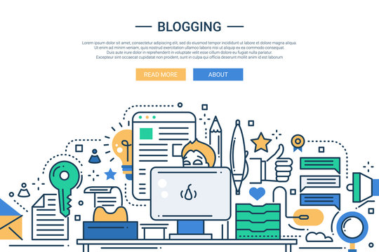 Blogging - line design website banner
