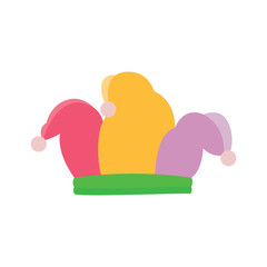 Jester hat, joker colorfull hat with grey pom-poms