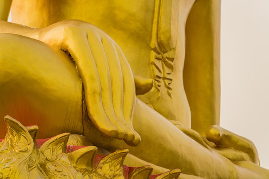 Golden hand of big buddha statue
