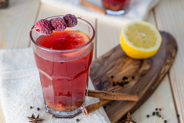 Raspberry Hot Tea with Cinnamon, Coriander, Lemon and Honey, Delicious and Healthy