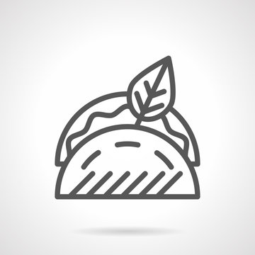 Tacos with leaf black line vector icon