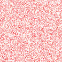Vector Red Handdrawn Roses Seamless Pattern