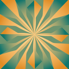 Radial pattern with geometric and flower radiating from the center of broken lines in the warm golden sand tones.