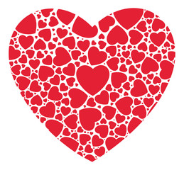Heart from red hearts. Card for Valentine's Day, Wedding, congra