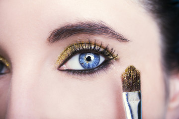 Beautiful insightful look blue  woman's eyes