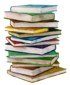 watercolor stack of books