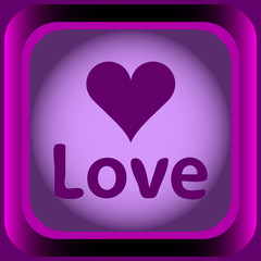 Icon violet square love heart