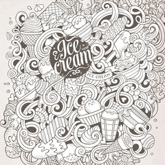 Cartoon hand-drawn doodles Ice Cream illustration