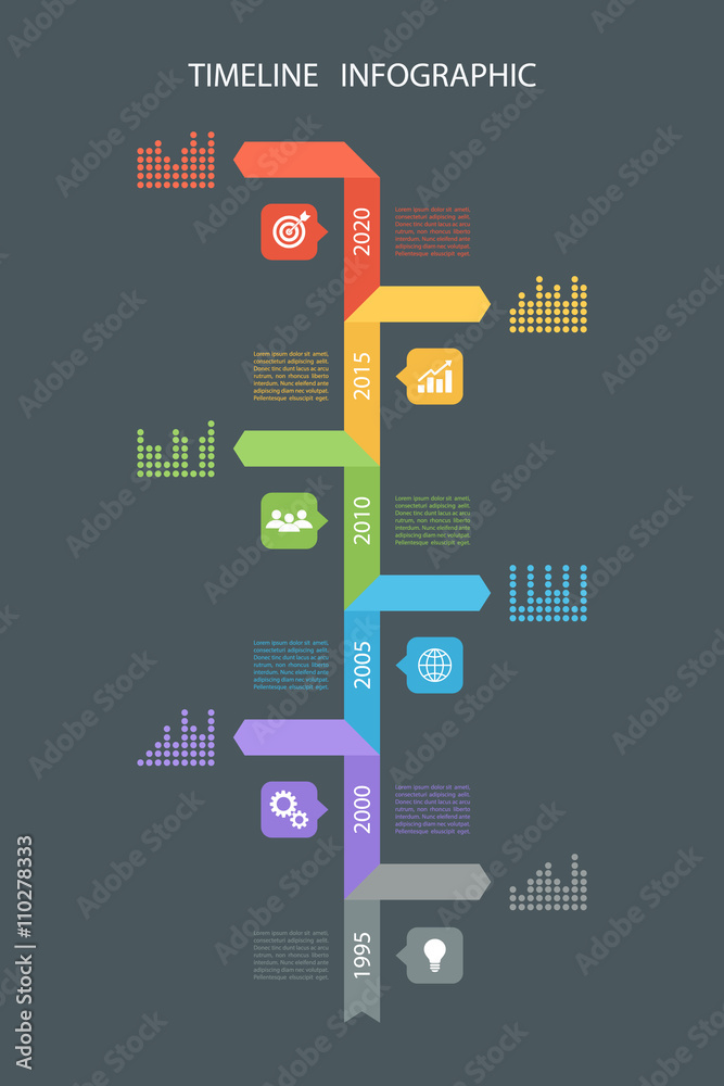 Poster Timeline infographic design template. Vector illustration for workflow layout, diagram, number options, web design, business presentation.