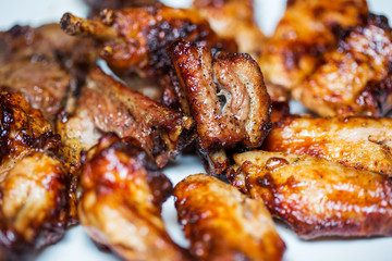pieces of grilled meat closeup