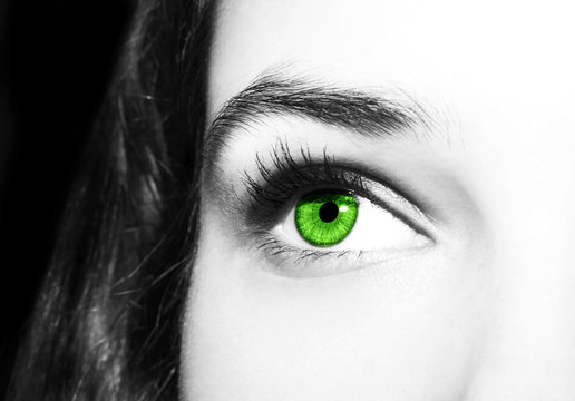 Beautiful insightful look women's green eyes