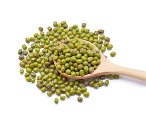 Mung beans on white background
