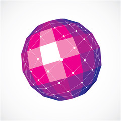 Vector dimensional wireframe low poly object, purple sphere