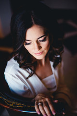 portrait of a beautiful dark-haired bride