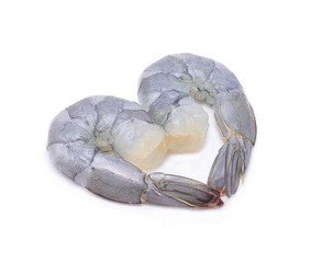 Raw prawns isolated on white background