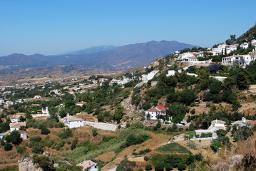 Fototapeta na wymiar Elevated view of the Western part of town, Mijas.