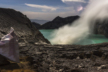 Ijen volcano view at night