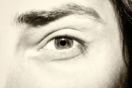 Image of man's vintage eye close up.