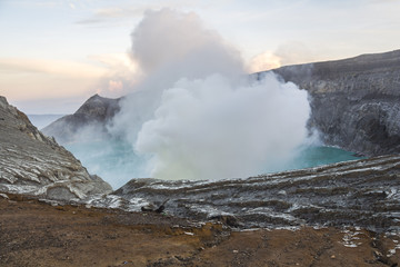 Sulfur gases on Ijen volcano