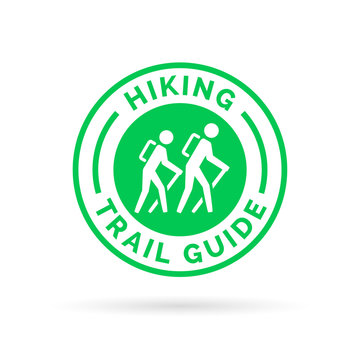 Hiking Trail Guide Symbol With Hikers Icon