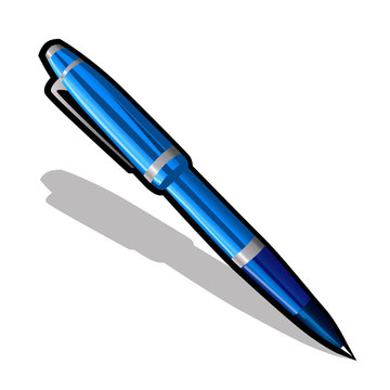 recommend clip art: Blue ballpoint pen on a white background