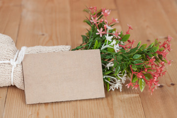 Bouquet of dried flowers with blank paper tag