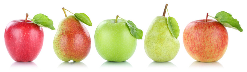 Apfel Frucht Birne Birnen Äpfel Früchte Obst in einer Reihe Fr
