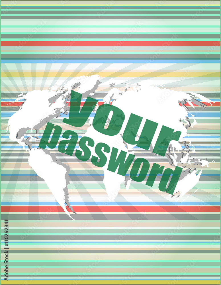 Poster security concept: data on digital screen, contrast, 3d render vector quotation marks with thin line 