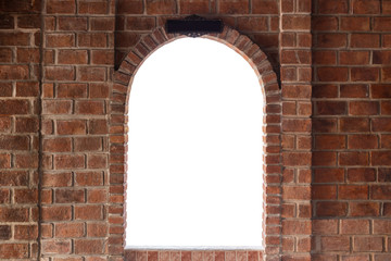 Abstract square red brick wall with white empty space for design