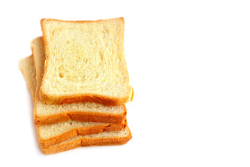 Slices of white bread on white background