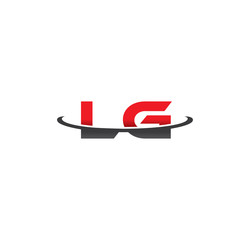 lg alphabet with swoosh grey and red