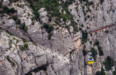 cable car to Santa Maria de Montserrat Abbey in Montserrat mountains, Spain