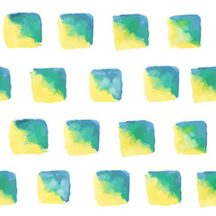 Seamless pattern with painted squares. Blue and yellow