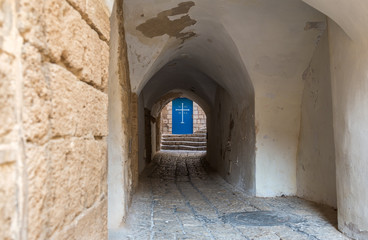 Fototapeta na wymiar alley in old town of Jaffa, Tel Aviv, Israel