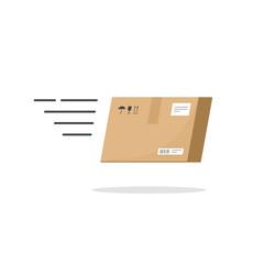 Fast delivery service vector icon isolated on white background, speed delivery box flying fast logo, black and white flat outline linear style delivery package concept