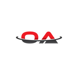 oa alphabet with swoosh grey and red