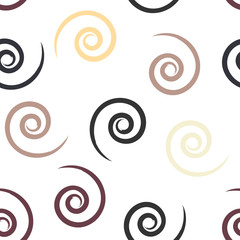 Cute vector geometric seamless pattern. Brush strokes, swirl. Hand drawn grunge texture. Abstract forms. Endless texture can be used for printing onto fabric or paper