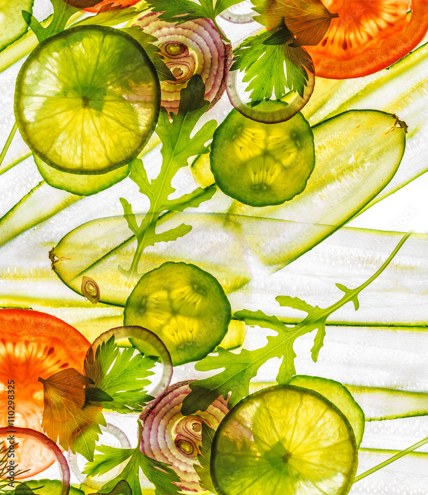 Wall mural art background from sliced vegetable - Wall murals