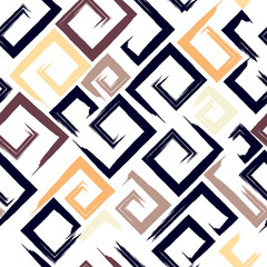 Cute vector geometric seamless pattern. Brush strokes. Hand drawn grunge texture. Abstract forms. Endless texture can be used for printing onto fabric or paper