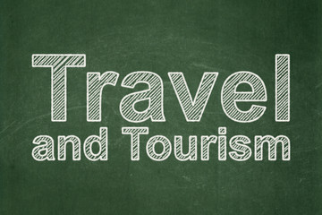 Obraz premium Vacation concept: Travel And Tourism on chalkboard background