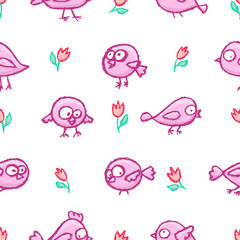 Little birds seamless pattern