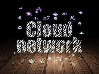 Cloud networking concept: Cloud Network in grunge dark room