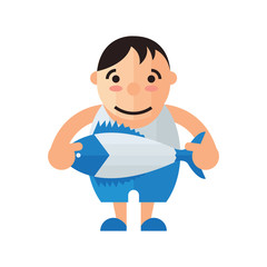man and fish vector
