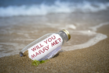 Marriage proposal in a bottle