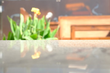 Empty white table top and blur plant on the Background