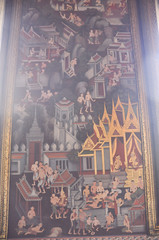 ancient paintings on the window in wat pho bangkok, thailand-january 28 : ancient paintings on the window in wat pho bangkok, thailand-january 28, 2015