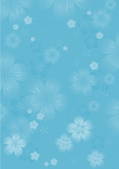 Flowers background. Flowers design. Vector abstract illustration. Sakura blossoms on light-Blue color. Vector. 